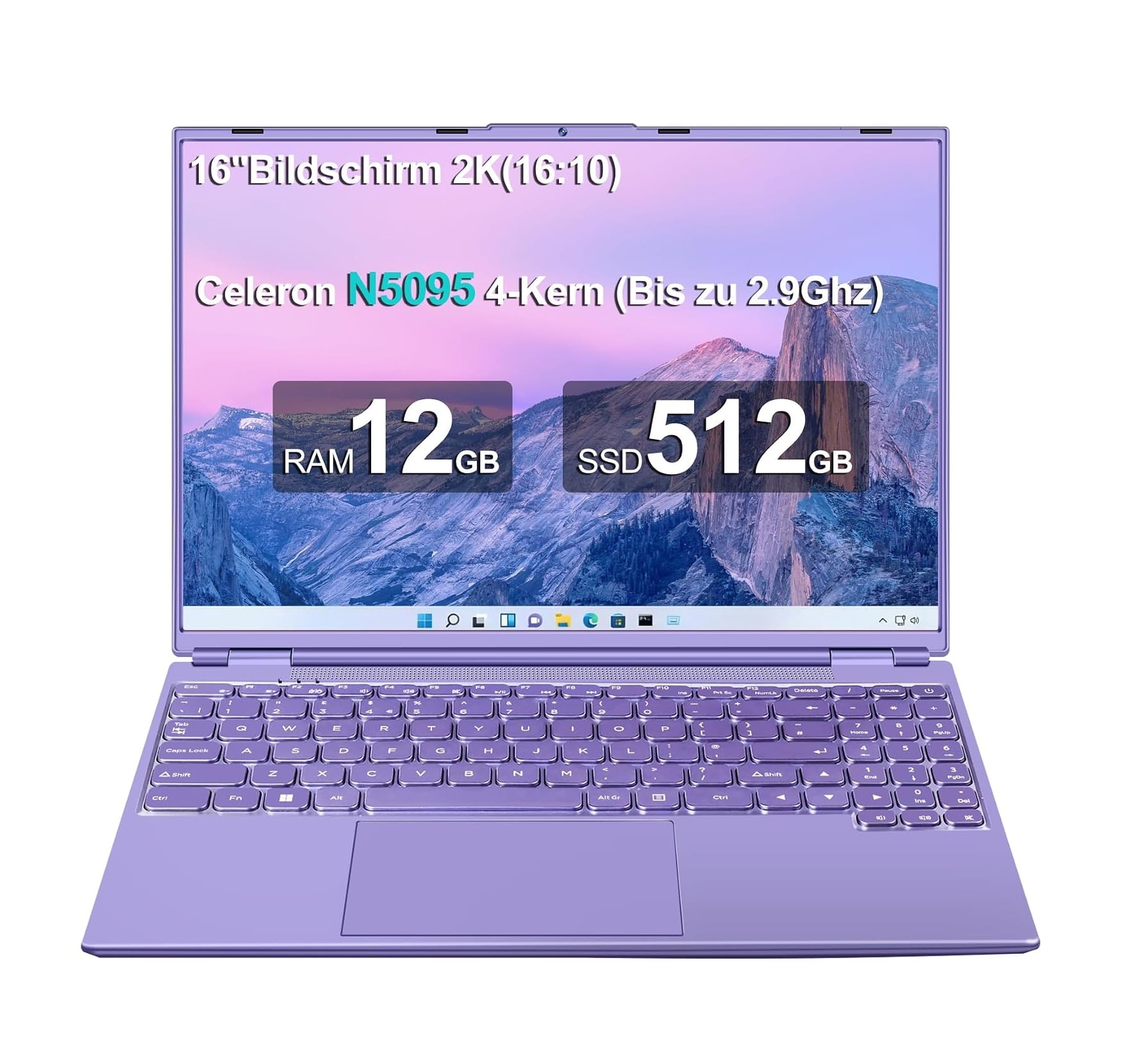 Laptop AOCWEI 16 - Intel N5095, 12Gb RAM, 256Gb SSD, 16