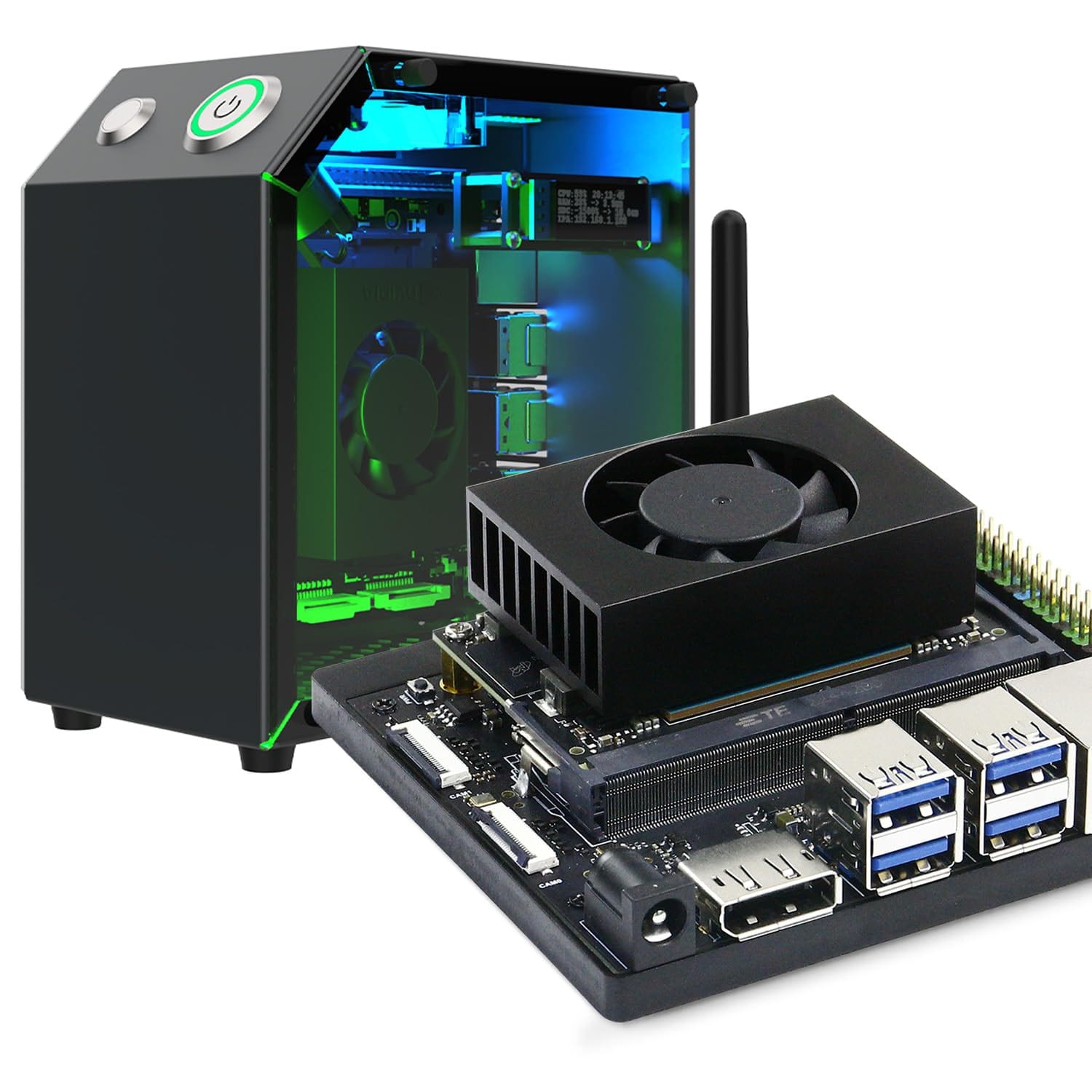 Yahboom Jetson Orin NX - Mini PC pentru Inteligență Artificială, 16Gb Ram, 256Gb SSD + carcasă